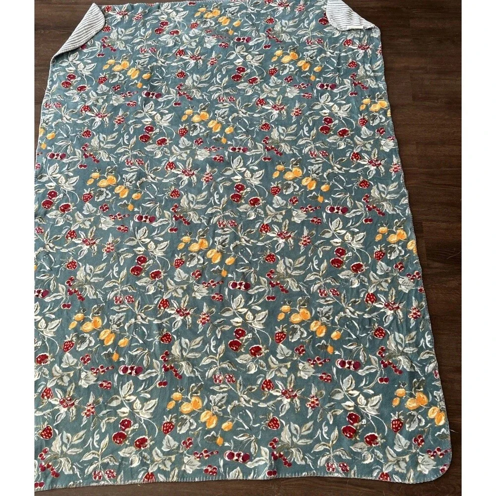 Laura Ashley Throw Blanket Berries Cherries Reversible Stripe Cottage 68x48